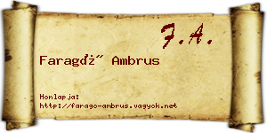 Faragó Ambrus névjegykártya