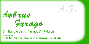 ambrus farago business card
