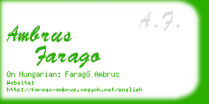 ambrus farago business card